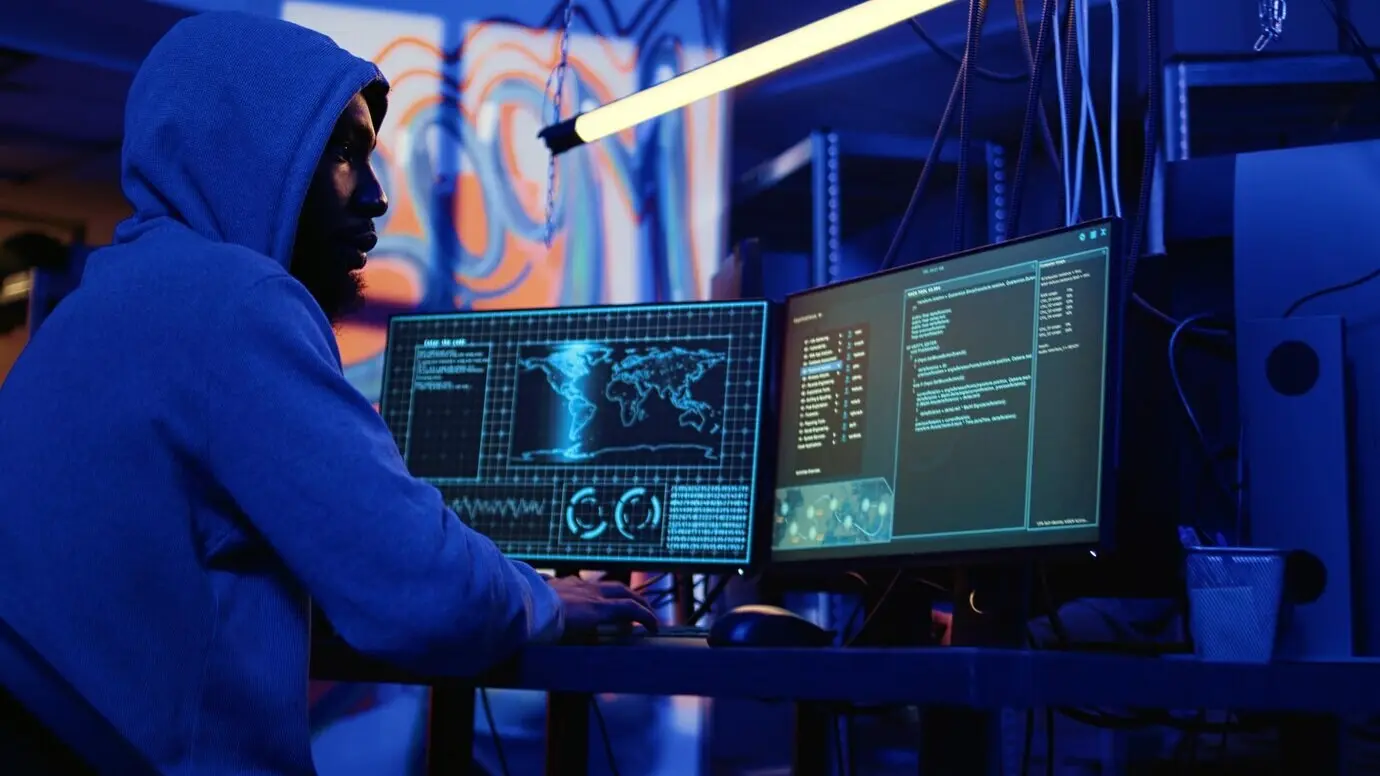 Hacker committing financial theft
