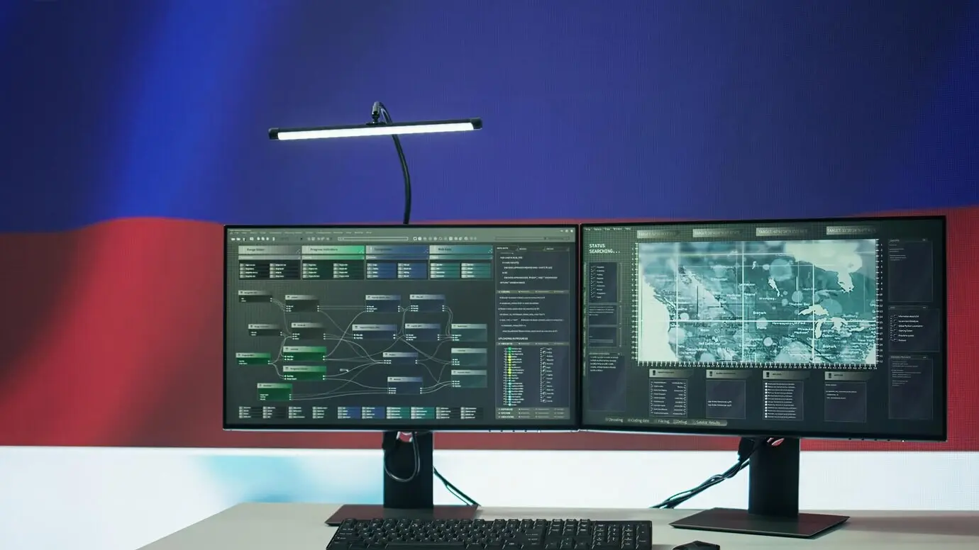 A military drone control outpost that spreads misinformation for the Russian government.